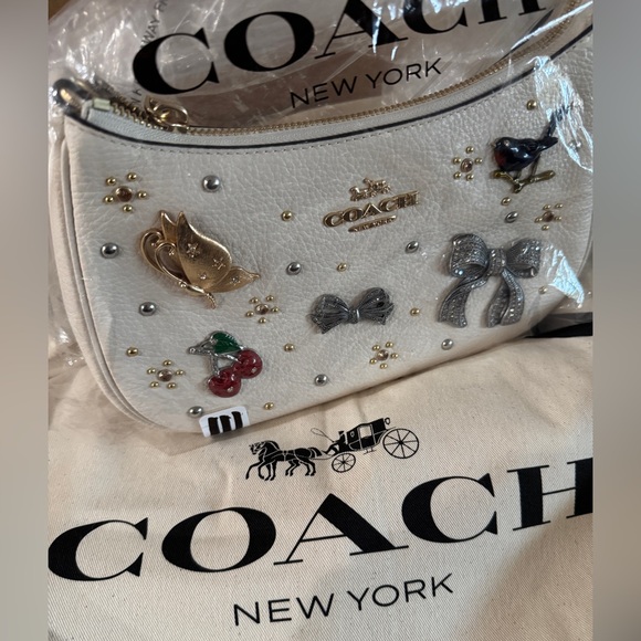 Coach Handbags - NWT Coach Teri Shoulder Bag with Pins, Pebble Leather Chalk New 2025.